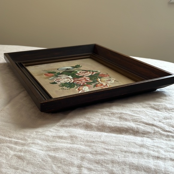 Vintage Oil Painting c1947 Bouquet of Roses in Wooden Frame Signed - Picture 6 of 14